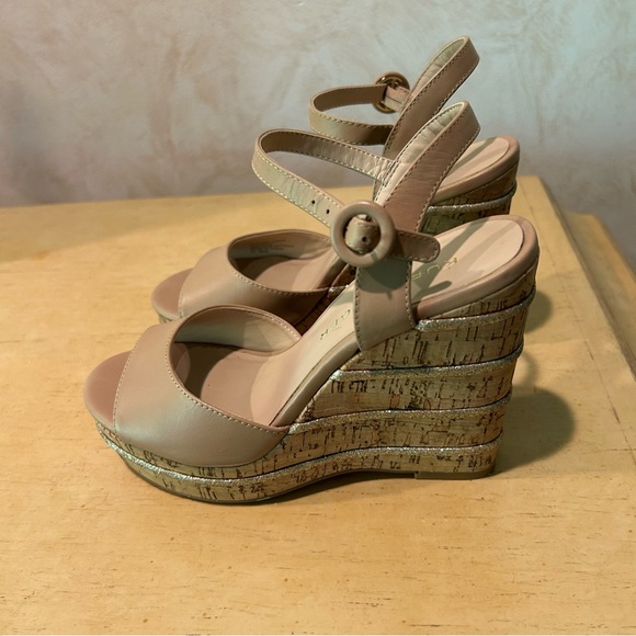Kurt Geiger London ally leather and cork wedge sandal size 37 - Picture 1 of 12